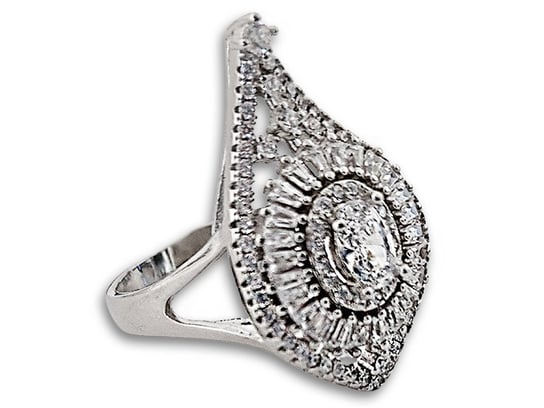 Srebrny pierścionek 925 stylowy z cyrkoniami Lovrin