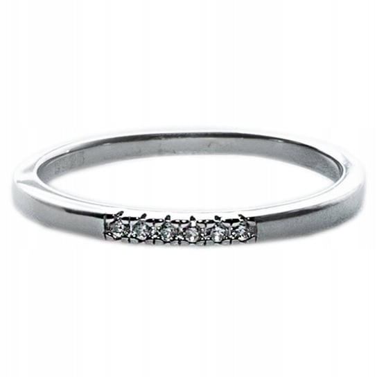 Srebrny pierścionek 925 subtelny obrączkowy z białymi cyrkoniami r17 Lovrin