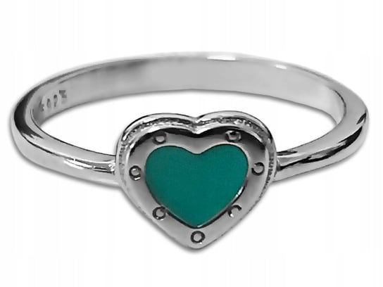 Srebrny pierścionek 925 z zielonym serduszkiem 15r Lovrin