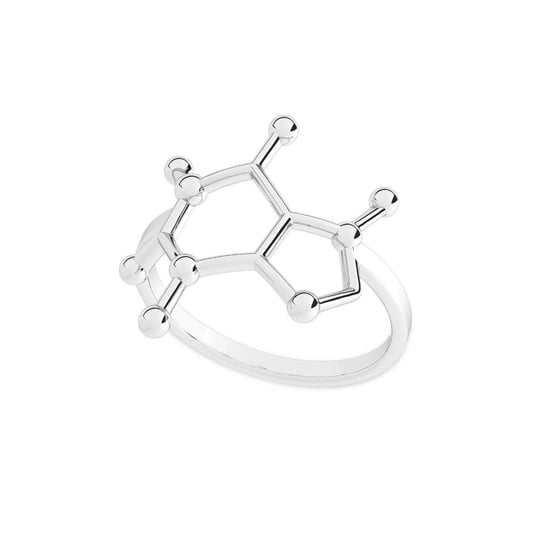 Srebrny pierścionek - kofeina, wzór chemiczny, srebro 925 : ROZMIAR PIERŚCIONKA - 13 |UK:N | Φ16,67 MM, Srebro - kolor pokrycia - Pokrycie platyną GIORRE