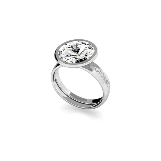 Srebrny pierścionek Rivoli 10mm, srebro 925 : Kryształy - kolor - Crystal, Srebro - kolor pokrycia - Pokrycie platyną GIORRE
