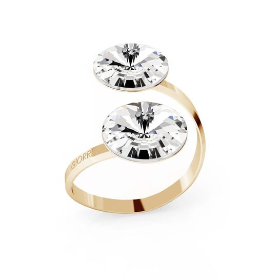Srebrny pierścionek Rivoli 12mm, srebro 925 : Kryształy - kolor - Crystal, Srebro - kolor pokrycia - Pokrycie żółtym 18K złotem GIORRE
