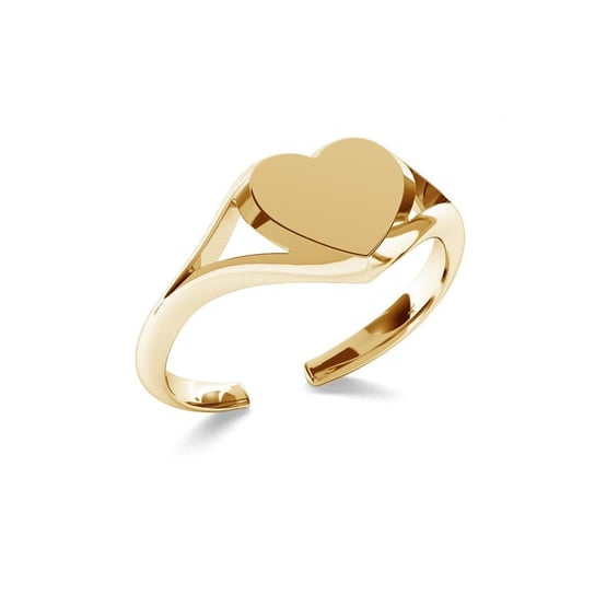 Srebrny pierścionek serce, dowolna litera, srebro 925 : Litera - V, Srebro - kolor pokrycia - Pokrycie żółtym 18K złotem GIORRE
