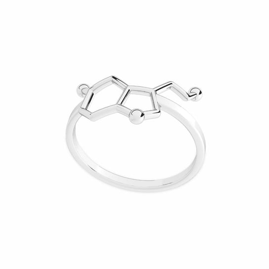 Srebrny pierścionek serotonina, wzór chemiczny 925 : ROZMIAR PIERŚCIONKA - 11 |UK:L | Φ16,00 MM, Srebro - kolor pokrycia - Pokrycie platyną GIORRE