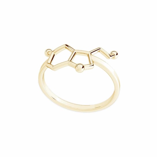 Srebrny pierścionek serotonina, wzór chemiczny 925 : ROZMIAR PIERŚCIONKA - 11 |UK:L | Φ16,00 MM, Srebro - kolor pokrycia - Pokrycie żółtym 18K złotem GIORRE