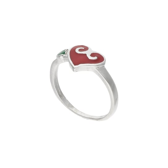 Srebrny pierścionek z czerwoną emalią dla dziewczynki 925 Rosanto
