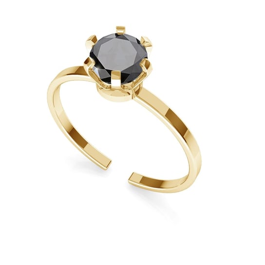 Srebrny pierścionek z diamentem 6mm My RING™, srebro 925 : Srebro - kolor pokrycia - Pokrycie żółtym 18K złotem GIORRE