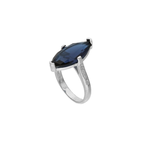 Srebrny pierścionek z niebieską cyrkonią 925 Rosanto