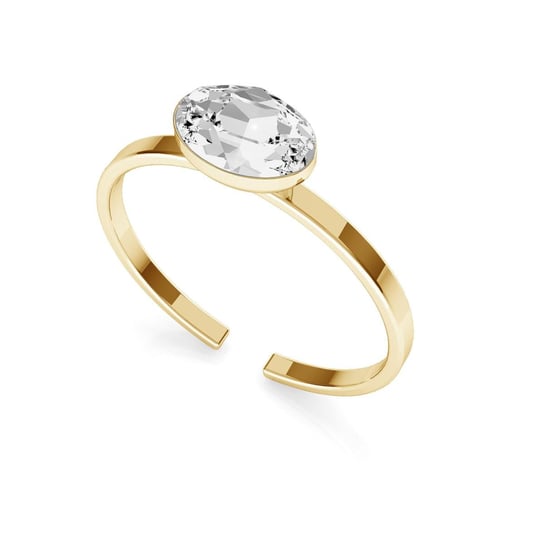 Srebrny pierścionek z owalnym kryształem Rivoli My RING™, srebro 925 : Kryształy - kolor - Crystal, Srebro - kolor pokrycia - Pokrycie żółtym 18K złotem GIORRE