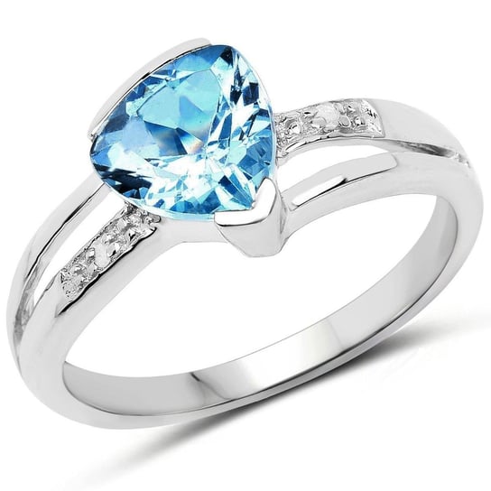 Srebrny pierścionek z topazem niebieskim i diamentami 0,85 ct Biżuteria Prana