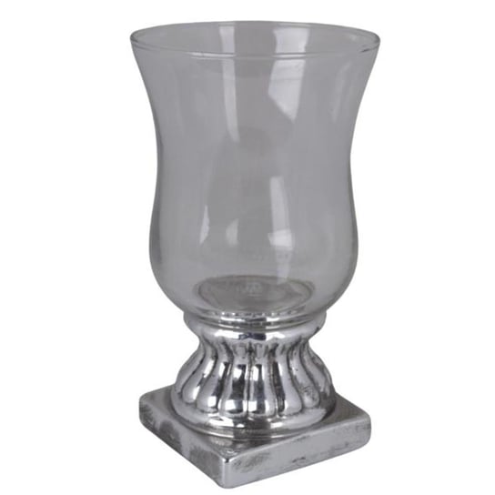 Srebrny świecznik ze szklaną górą Kasti 22,5 cm Duwen