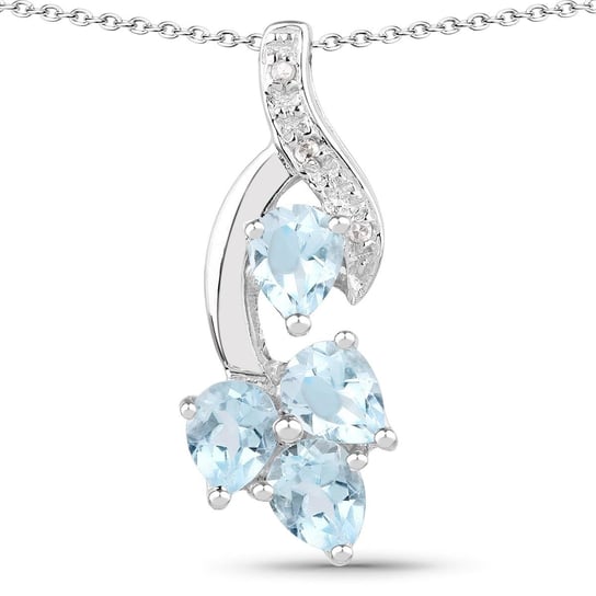 Srebrny wisiorek gałązka z 4 naturalnymi topazami niebieskimi i 3 diamentami 1,42 ct Biżuteria Prana