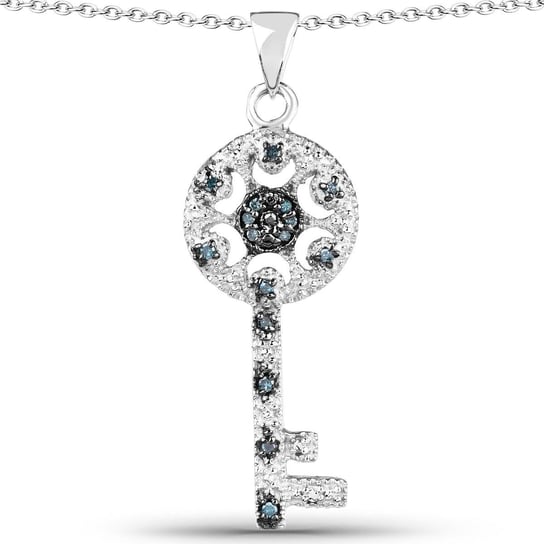 Srebrny wisiorek "klucz" z naturalnymi niebieskimi diamentami 0,09 ct Biżuteria Prana