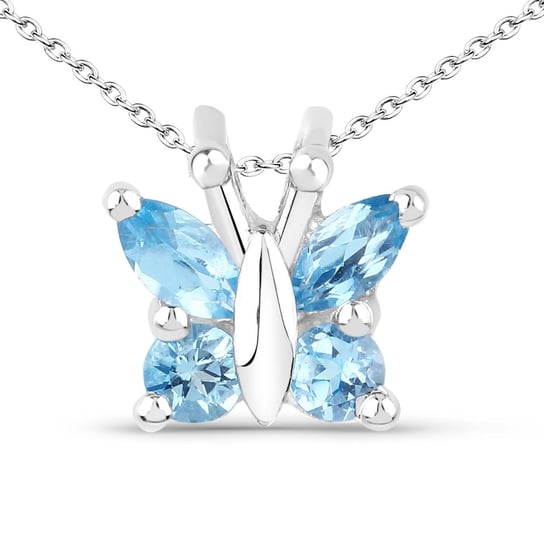 Srebrny wisiorek motylek z 4 naturalnymi topazami niebieskimi Swiss Blue 0,64 ct Biżuteria Prana