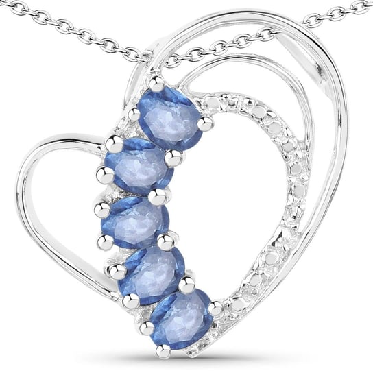 Srebrny wisiorek serce z 5 naturalnymi szafirami niebieskimi 1,25 ct Biżuteria Prana