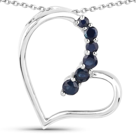 Srebrny wisiorek serce z 6 naturalnymi szafirami niebieskimi 1,23 ct Biżuteria Prana