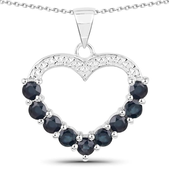 Srebrny wisiorek serce z 9 naturalnymi szafirami niebieskimi 1,26 ct Biżuteria Prana