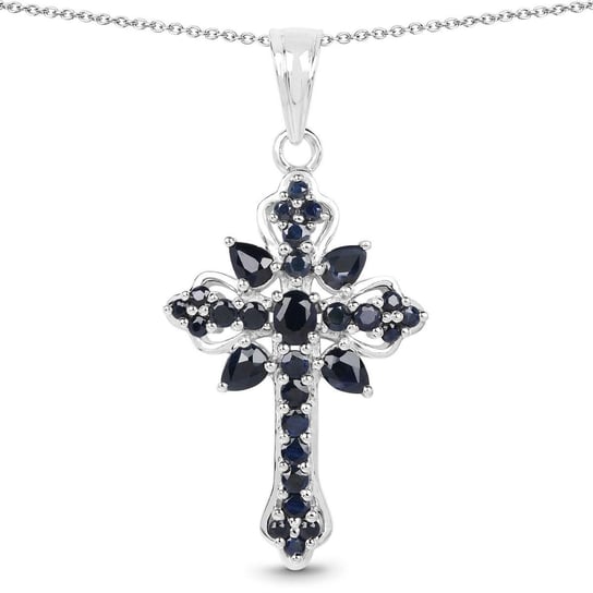 Srebrny wisiorek w kształcie krzyza z 29 szafirami niebieskimi 1,52 ct Biżuteria Prana