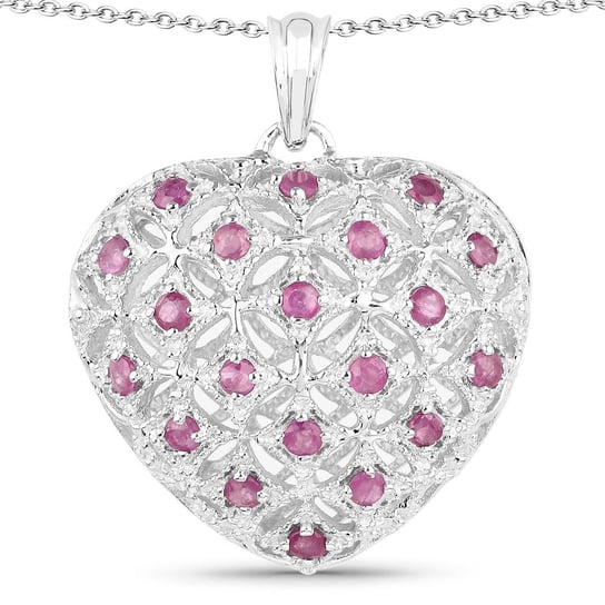 Srebrny wisiorek w kształcie serca wysadzany aż 20 naturalnymi rubinami 1,00 ct Biżuteria Prana