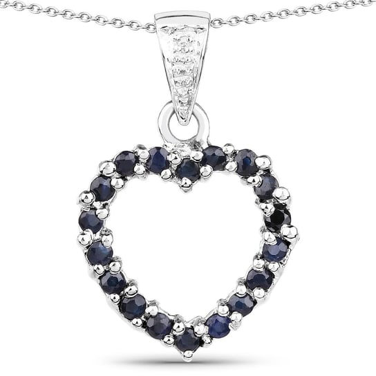 Srebrny wisiorek w kształcie serca z 18 naturalnymi szafirami niebieskimi i diamentem 0,81 ct Biżuteria Prana