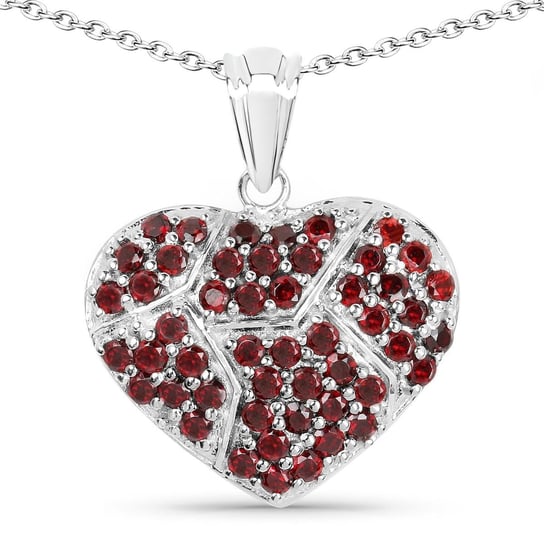 Srebrny wisiorek w kształcie serca z 30 naturalnymi granatami 2.60 ct Biżuteria Prana