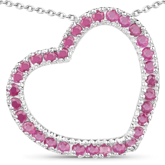 Srebrny wisiorek w kształcie serca z 32 naturalnymi rubinami 0,96 ct Biżuteria Prana
