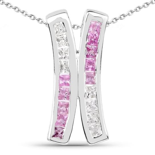 Srebrny wisiorek z 18 naturalnymi szafirami: różowymi i białymi 1,08ct Biżuteria Prana