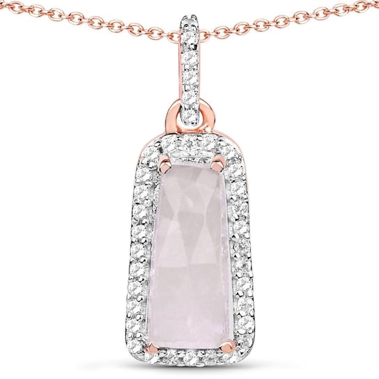 Srebrny wisiorek z różowym kwarcem i kryształami górskimi 1,77 ct Biżuteria Prana