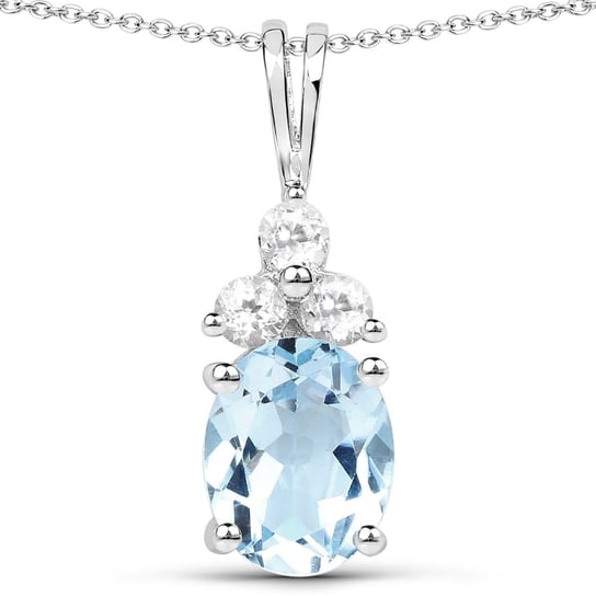 Srebrny wisiorek z topazem niebieskim i 3 kryształami górskimi 3,61 ct Biżuteria Prana