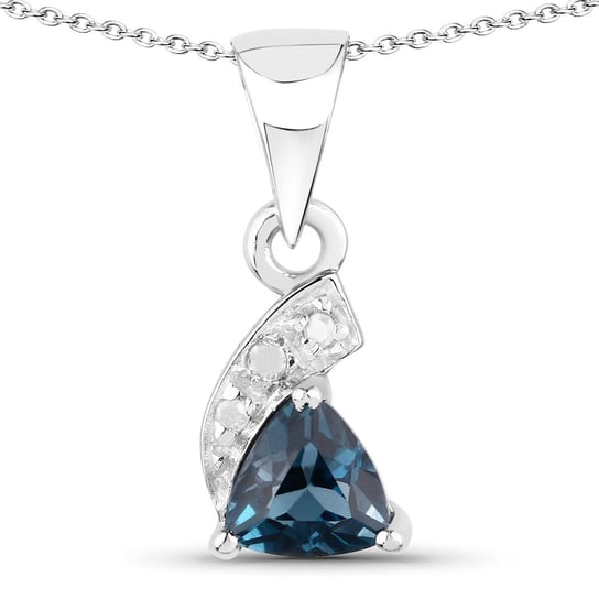 Srebrny wisiorek z topazem niebieskim London Blue i diamentami 0,48 ct Biżuteria Prana