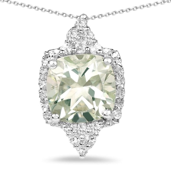 Srebrny wisiorek z zielonym ametystem i kryształami górskimi 3,78 ct Biżuteria Prana