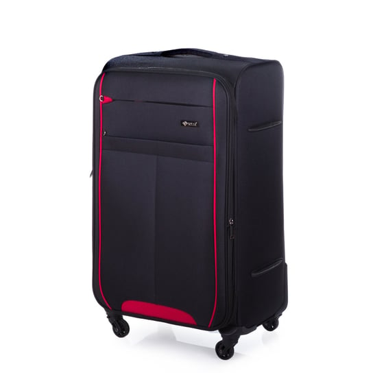 Średnia walizka miękka M Solier STL1311 czarno-czerwona Solier Luggage