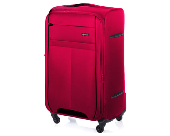 Średnia walizka miękka M Solier STL1311 czerwono-czarna Solier Luggage