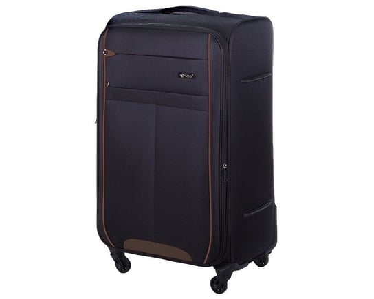 Średnia walizka miękka M Solier STL1316 czarno-brązowa Solier Luggage