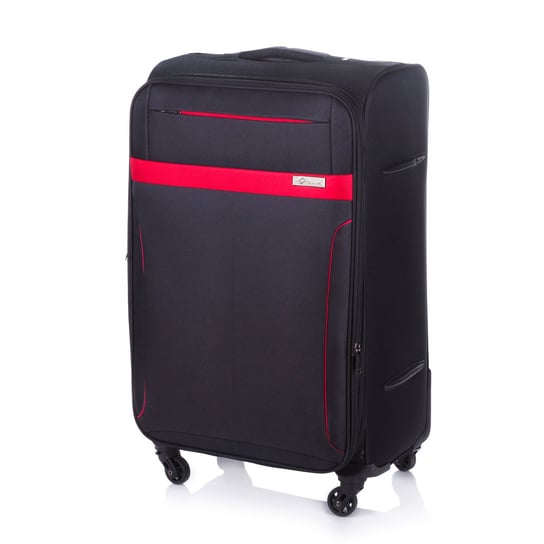 Średnia walizka miękka M Solier STL1316 czarno-czerwona Solier Luggage