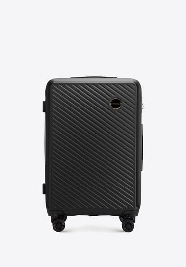 Średnia walizka z ABS-u w ukośne paski czarna WITTCHEN