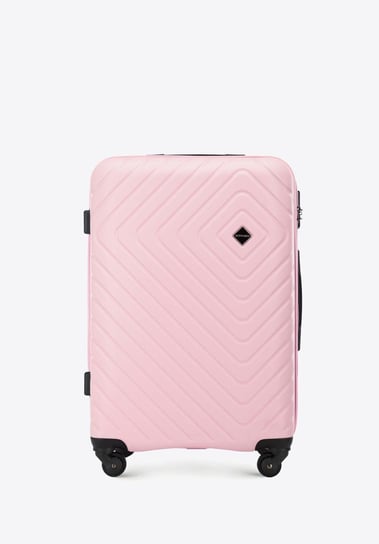 Średnia walizka z ABS-u z geometrycznym tłoczeniem jasny różowa WITTCHEN