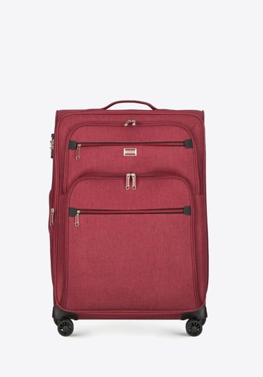 Średnia walizka z kolorowym suwakiem bordowa WITTCHEN