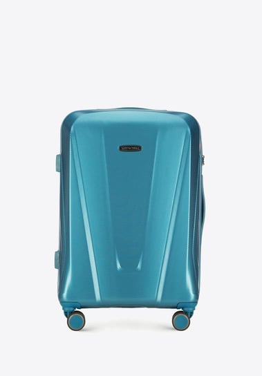 Średnia walizka z polikarbonu geometryczna niebieska WITTCHEN