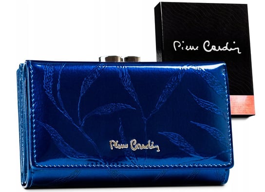 Średniej wielkości lakierowany portfel damski z sekcją na monety — Pierre Cardin Pierre Cardin