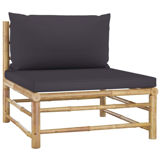 Środkowa sofa ogrodowa z ciemnoszarymi poduszkami, bambusowa vidaXL