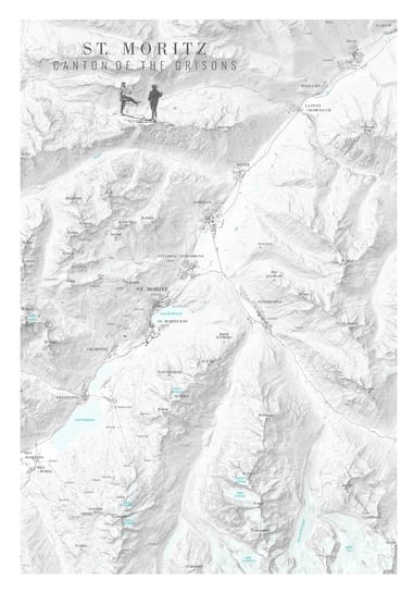 ST. MORITZ Szwajcaria 40x50 cm plakat Corviglia Corvatsch Diavolezza góry narty Mapsbyp