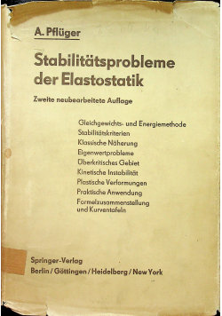 Stabilitatsprobleme der Elastostatik Springer Verlag