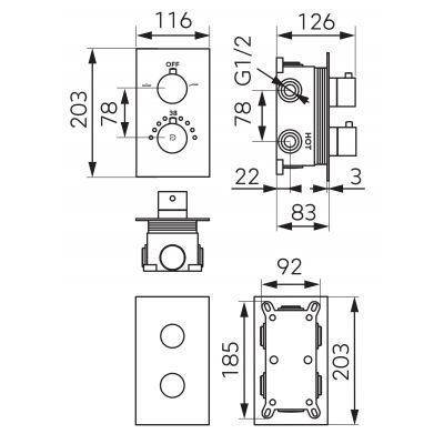 Stabilla zestaw prysznicowy podtynkowy termostatyczny z deszczownicą chrom  FDesign  FD1-TS07-7SET1-11 Inna marka