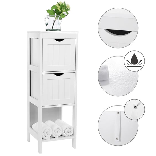 Stabilna szafka półka łazienkowa biała 89 cm nowoczesna Songmics