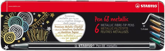 Stabilo, Flamastry Stabilo Pen 68 metallic w etui metalowym 6 kolorów Stabilo