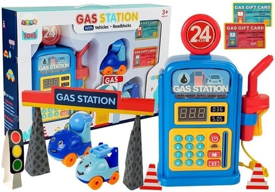 Stacja Benzynowa Z Autkami, Światłami, Dźwiękiem Import Leantoys Lean Toys