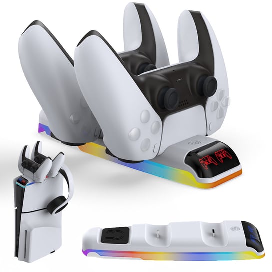 Stacja Dokująca PS5 z Ładowaniem dla Dwóch Kontrolerów i Oświetleniem RGB DOBE