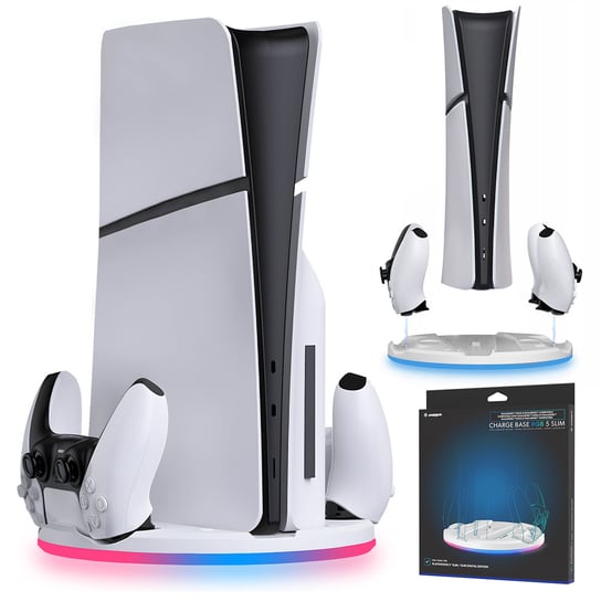 Stacja Ładująca Ps5 Slim Podstawka Ładowarka Do Padów Rgb Stojak Snakebyte