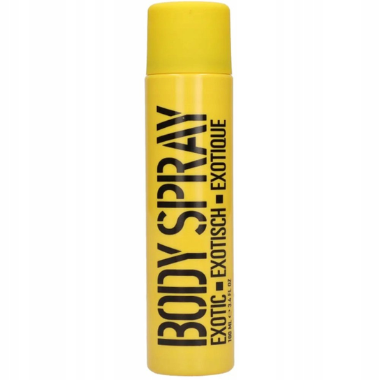 STACKABLE translucent yellow PET bottle body spray, 100ml Inna marka